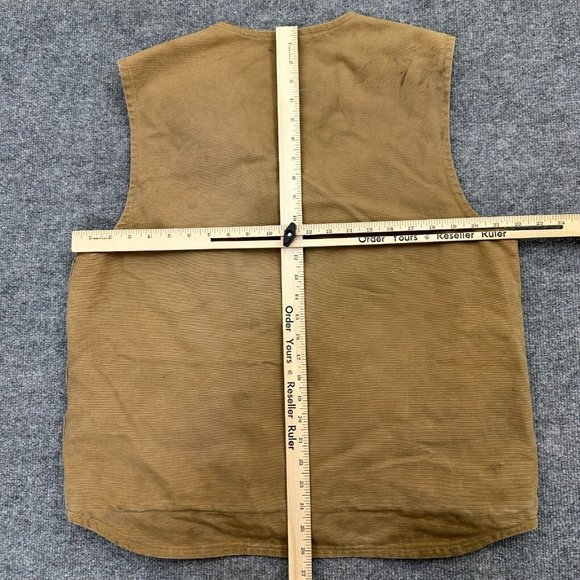 Carhartt Canvas Duck Vest Men Large Full Zip Sherpa Lined Distress Brown V26 CML - Picture 11 of 13